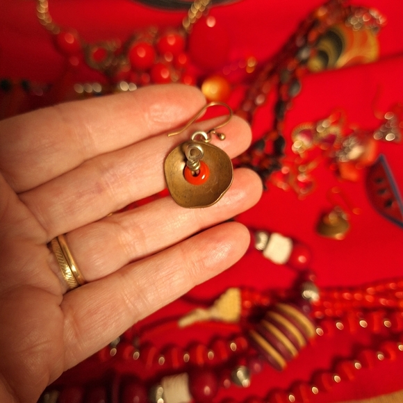 Lot RED Fashion Jewelry Necklaces Bracelets Earrings Rings Brooch Primary Colors - Picture 8 of 14